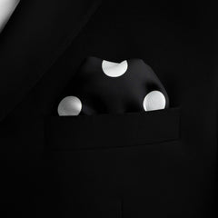 BLACK POLKA DOTS SILK POCKET SQUARE