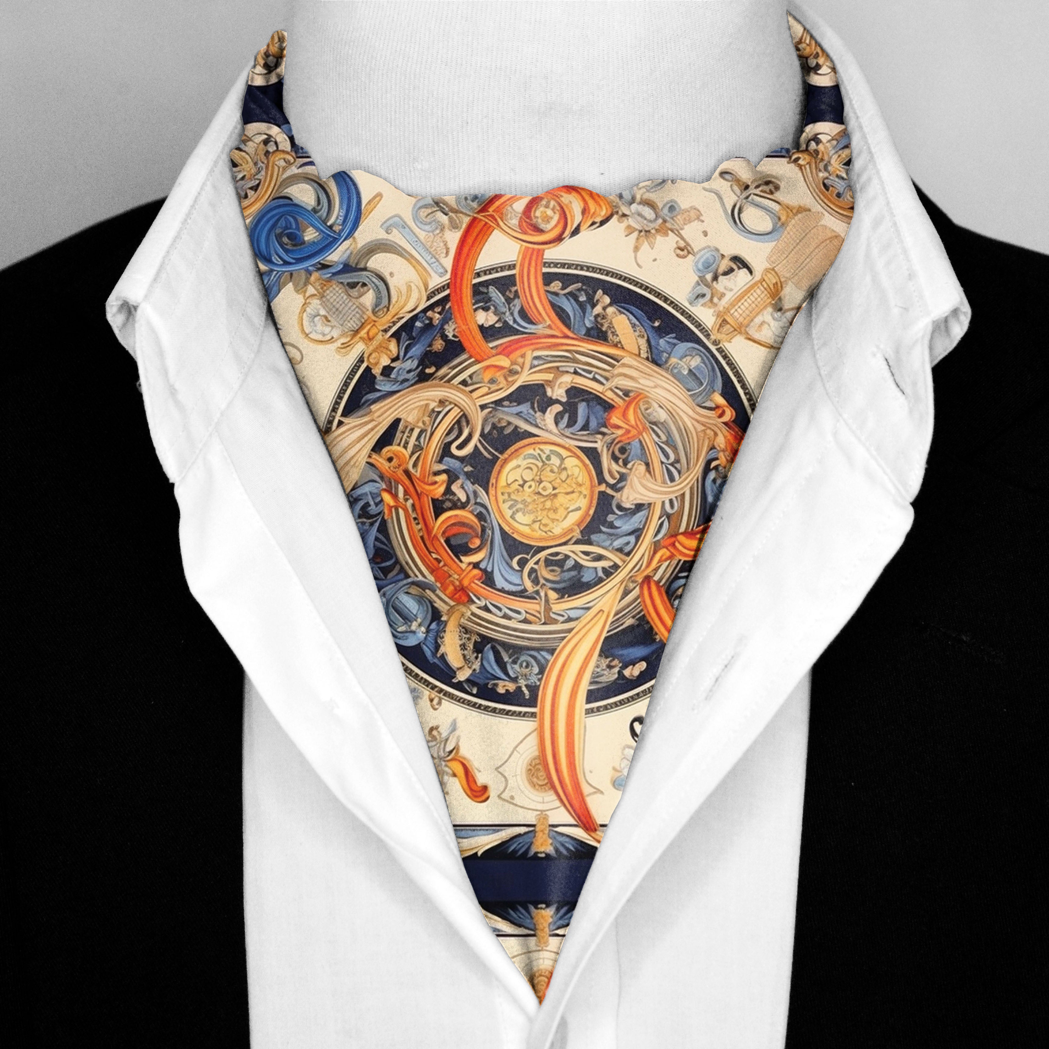 Men's Silk Ascot | Vintage Silk Ascot | Black Wolf