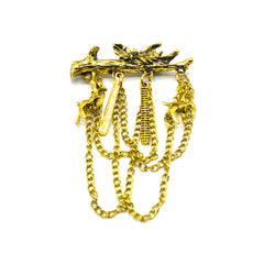 GOLDEN DEER BRANCH BROOCH