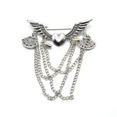 SILVER HEART TASSELS BROOCH