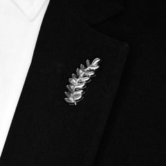 SILVER BARLEY LEAF BROOCH