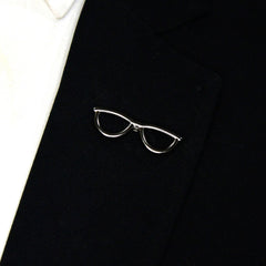 SILVER GLASSES BROOCH