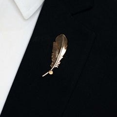 GOLDEN ROYAL LEAF BROOCH