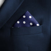 BLUE SMALL POLKA DOTS SILK POCKET SQUARE