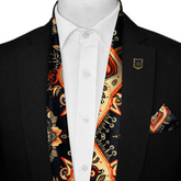 WINTER ETHNIC SILK SCARF WITH LAPEL PIN AND POCKET SQUARE