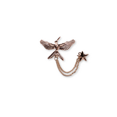 GOLDEN STYLISH BIRD CHAIN BROOCH