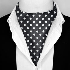 BLACK SMALL POLKA DOTS SILK ASCOT – PREMIUM COLLECTION