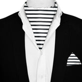 WHITE STRIPES SILK ASCOT AND POCKET SQUARE SET – PREMIUM COLLECTION