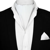 WHITE SILK ASCOT AND POCKET SQUARE SET – PREMIUM COLLECTION