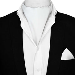 WHITE SILK ASCOT AND POCKET SQUARE SET – PREMIUM COLLECTION
