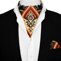 WINTER ETHNIC SILK ASCOT AND POCKET SQUARE SET – PREMIUM COLLECTION