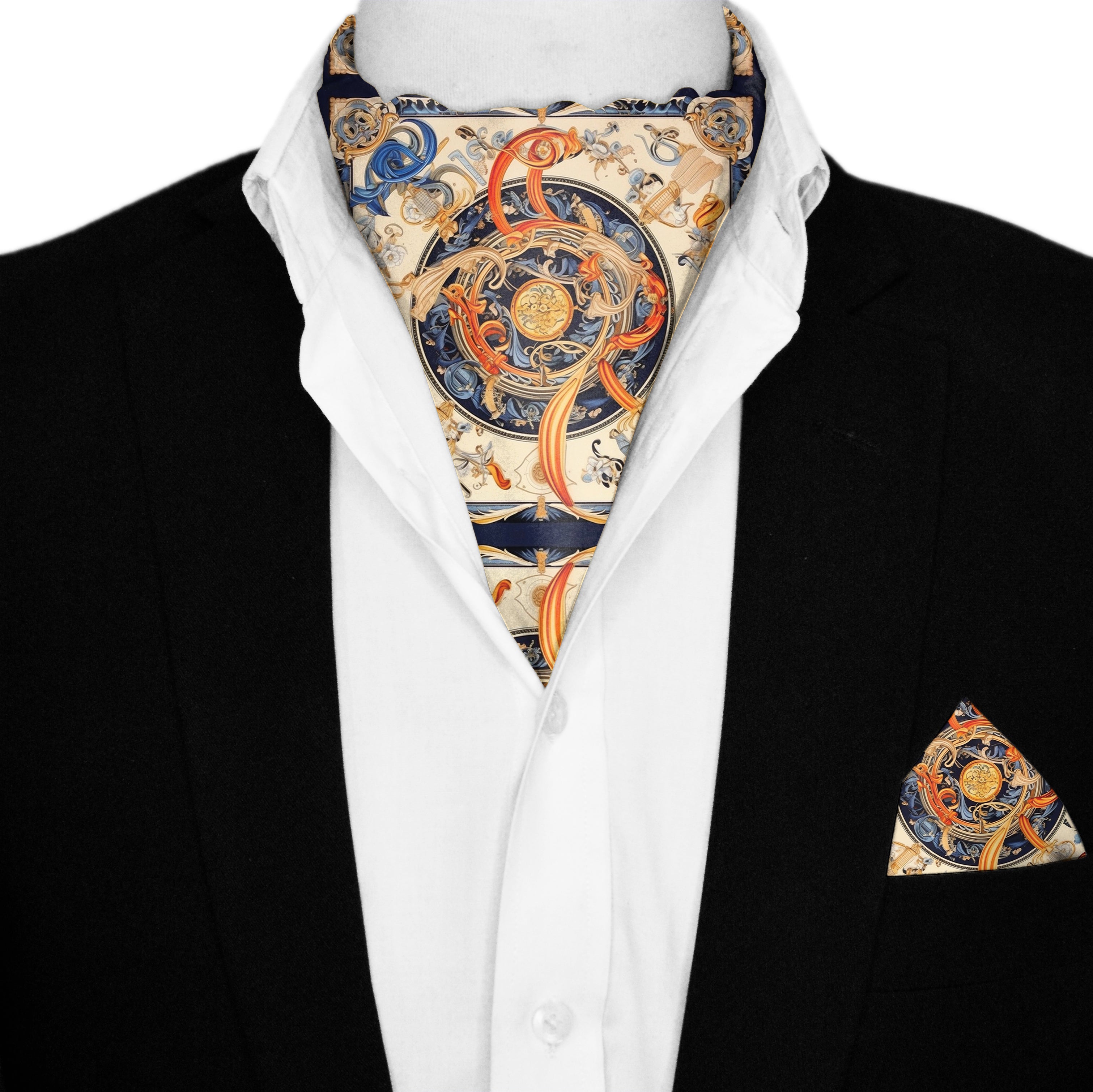 Ascot and Pocket Square Set | Ascot and Pocket Square | Black Wolf
