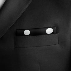 BLACK POLKA DOTS SILK POCKET SQUARE