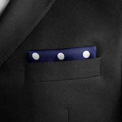 BLUE SMALL POLKA DOTS SILK POCKET SQUARE