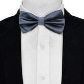 GREY BLACK SILK BOW TIE