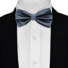 GREY BLACK SILK BOW TIE