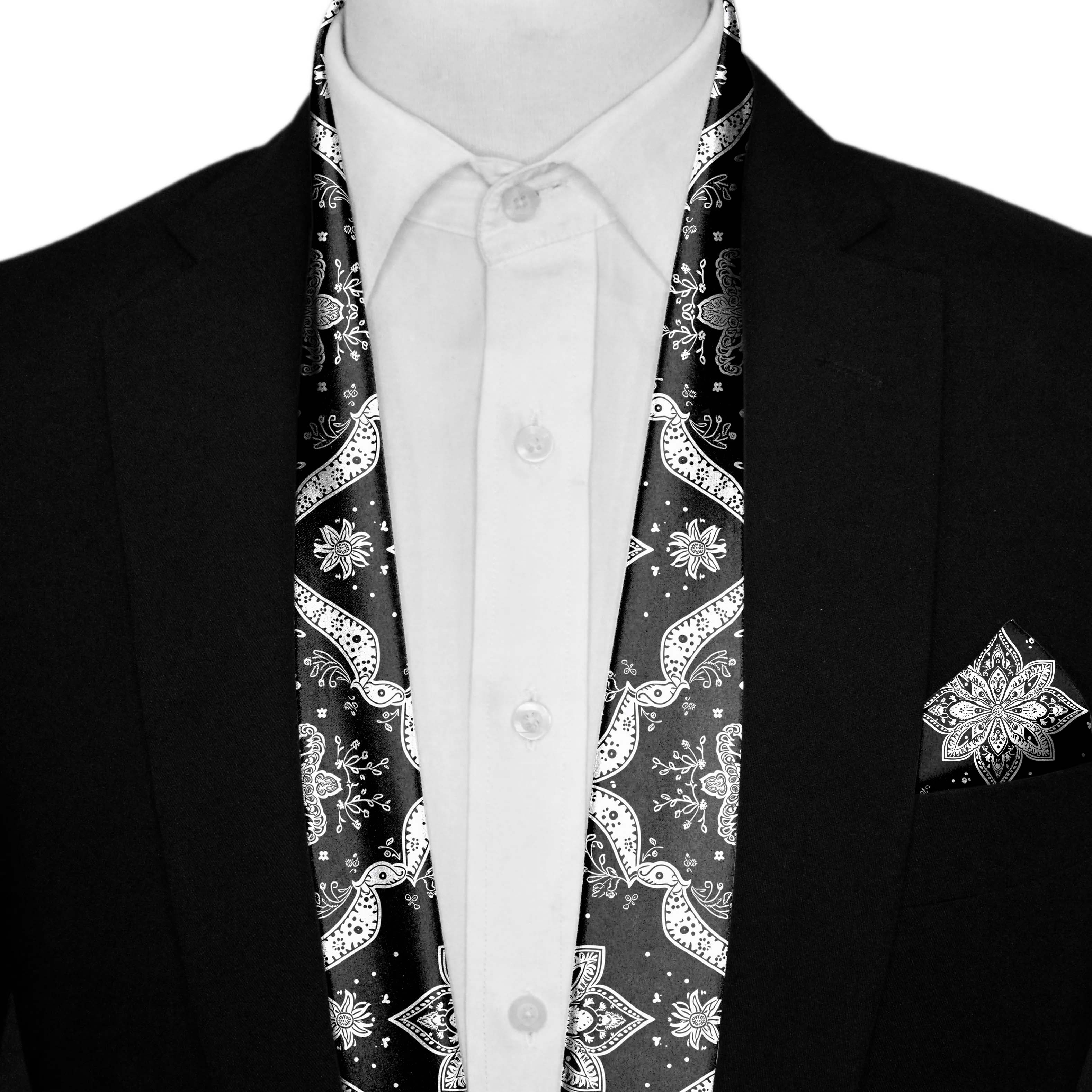 Men's Neck Scarf | Silk Neck Scarf | Black Wolf