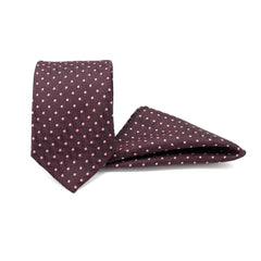 PLUM POLKA PRESTIGE TIE AND POCKET SQUARE SET