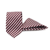 BURGUNDY STRIPE TIE AND POCKET SQUARE SET