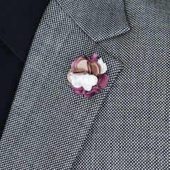 PURPLE AND WHITE FLORAL LAPEL PIN