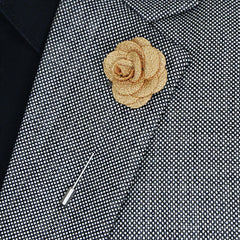 BROWN FLORAL LAPEL PIN
