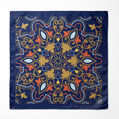 BLUE ETHNIC SILK POCKET SQUARE