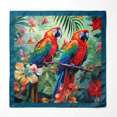 PAIR OF BEAUTIFUL PARROTS SILK POCKET SQUARE