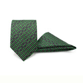 EMERALD GRID TIE AND POCKET SQUARE SET