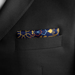 BLUE ETHNIC SILK POCKET SQUARE