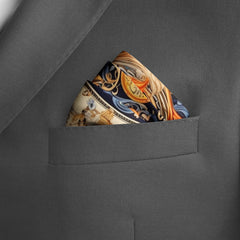 Vintage Pocket Square | Silk Pocket Square | Black Wolf