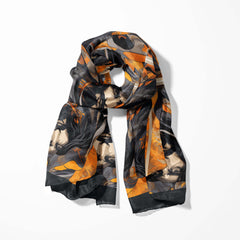Square Silk Scarf | Square Scarf | Black Wolf