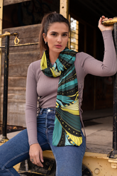 GEOMETRIC COLORFUL ABSTRACT SILK WOMEN SCARF – PREMIUM COLLECTION