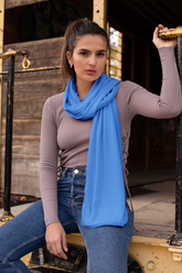 SOLID BLUE SILK WOMEN SCARF – PREMIUM COLLECTION