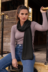 JET BLACK SILK WOMEN SCARF – PREMIUM COLLECTION