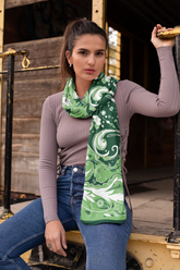 Green Printed Hijab | Women's Beautiful Hijab | Black Wolf