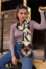 VINTAGE TYPOGRAPHY SILK WOMEN SCARF – PREMIUM COLLECTION
