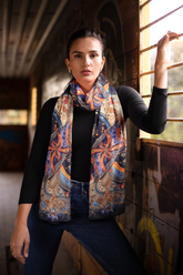ELABORATE FLORAL SILK WOMEN SCARF – PREMIUM COLLECTION