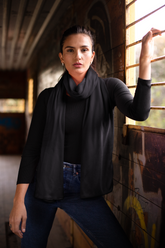 JET BLACK SILK WOMEN SCARF – PREMIUM COLLECTION