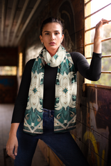 TURQUOISE MANDALA SILK WOMEN SCARF – PREMIUM COLLECTION