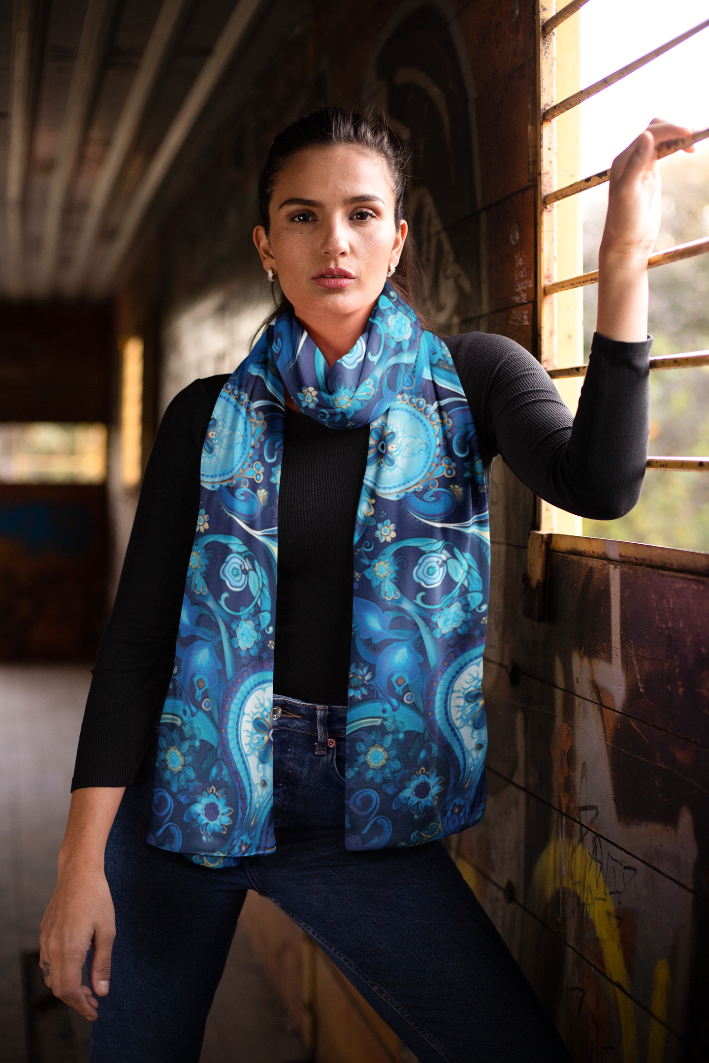 Women's Styish Scarf | Women's Silk Scarf | Black Wolf