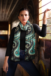 Paisley Silk Scarf | Printed Silk Scarf | Black Wolf