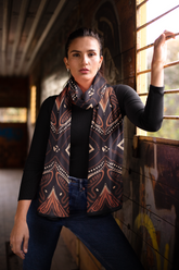 Women's Art Scarf | Art Printed Scarf | Black Wolf