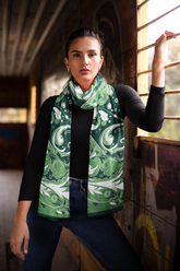 Green Printed Hijab | Women's Beautiful Hijab | Black Wolf