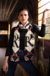 VINTAGE TYPOGRAPHY SILK WOMEN SCARF – PREMIUM COLLECTION