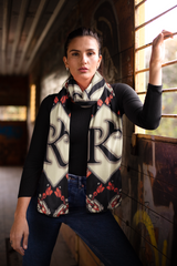 VINTAGE TYPOGRAPHY SILK WOMEN SCARF – PREMIUM COLLECTION