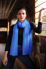 SOLID BLUE SILK WOMEN SCARF – PREMIUM COLLECTION