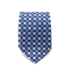 REGAL BLUE CHECKERED TIE AND POCKET SQUARE SET