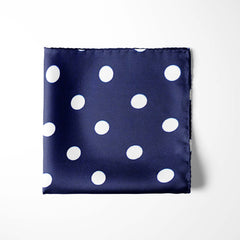 BLUE SMALL POLKA DOTS SILK POCKET SQUARE