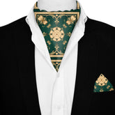 VINTAGE GREEK SILK ASCOT AND POCKET SQUARE SET – PREMIUM COLLECTION