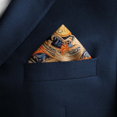 Vintage Pocket Square | Silk Pocket Square | Black Wolf